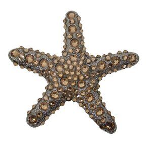 BB Simon Silvertone Gold Cubic Zirconia Star Fish 3" Pendant